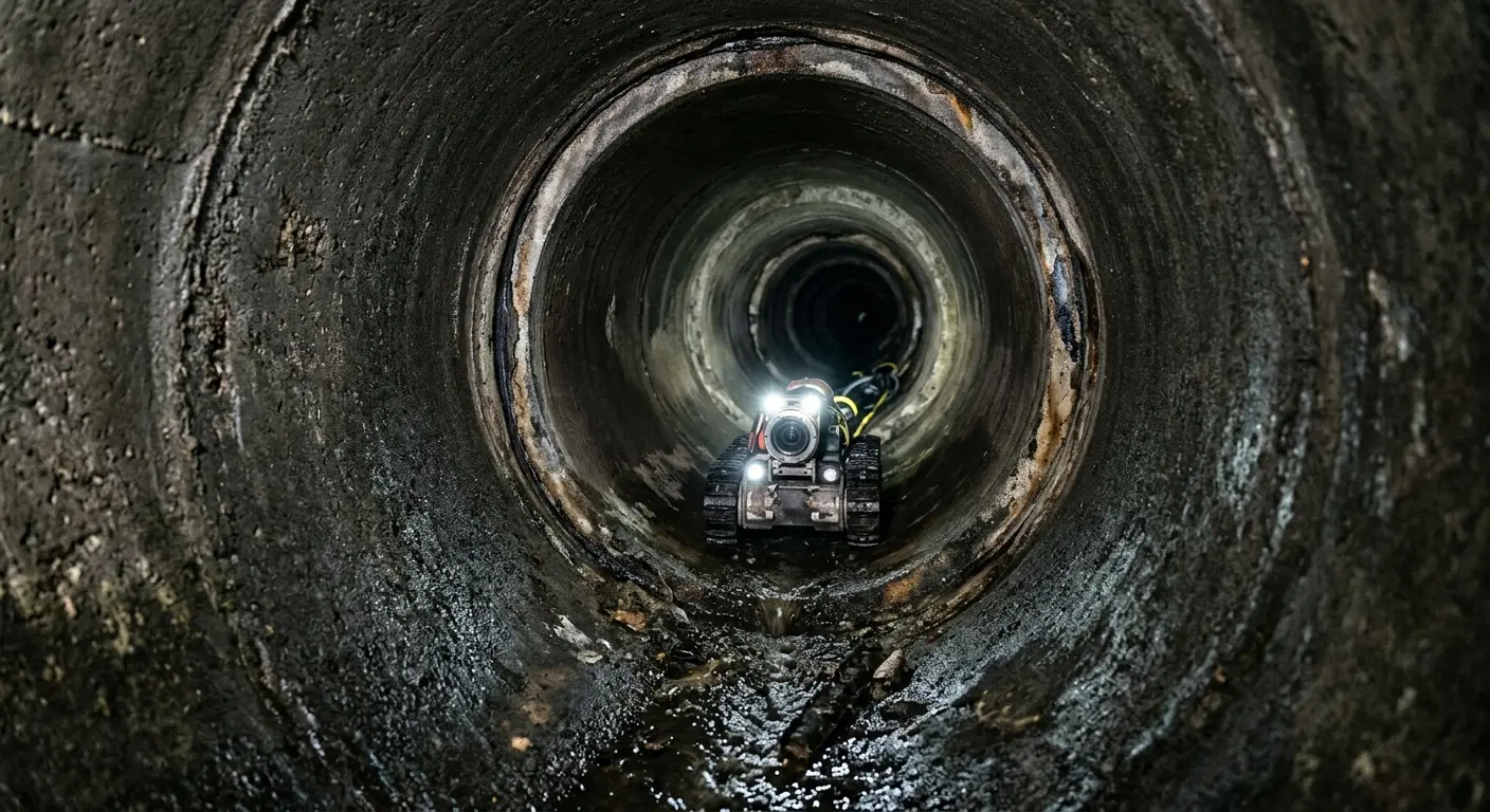 Robotic sewer camera inspecting pipe interior for Drain Snake Service in Forest